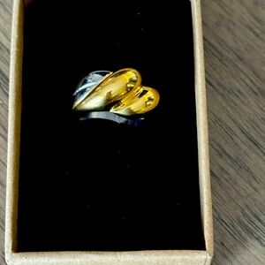 Chunky 2 toned 18k gold silver stainless steel size 6 ring
